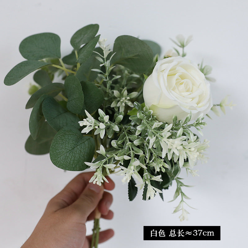 Elegant Nordic-Inspired  Artificial Rose and Chrysanthemum Bouquet - Perfect for Outdoor Weddings and Table Decor, Lifelong Beauty in Realistic Flowers