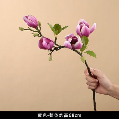 Realistic 3D Touch Magnolia Blossom Flower – Stunning Faux Floral Decor for Living Room and Dining Table Centerpiece