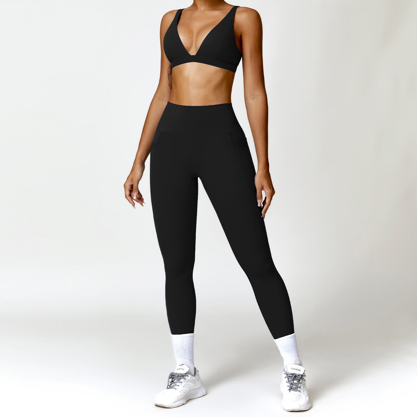 Women's Yoga Set with Pockets High Performance Leggings and Sporty Top for Running Fitness and Leisure Model 8507