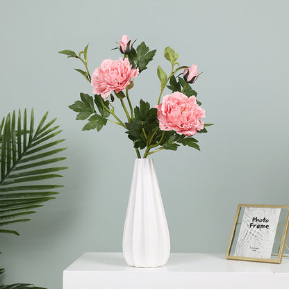 Realistic Faux Single-Stem Double-Headed Peony Flower for DIY Home Décor – Perfect for Living Rooms, Entryways, and Window Displays |  Silk Floral Arrangement