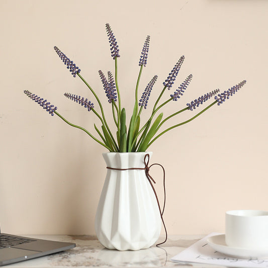 Realistic Single Stem Grape Hyacinth - Stylish Nordic-Inspired Home Decor Floral Arrangement with Soft Touch for Elegant Interior Design