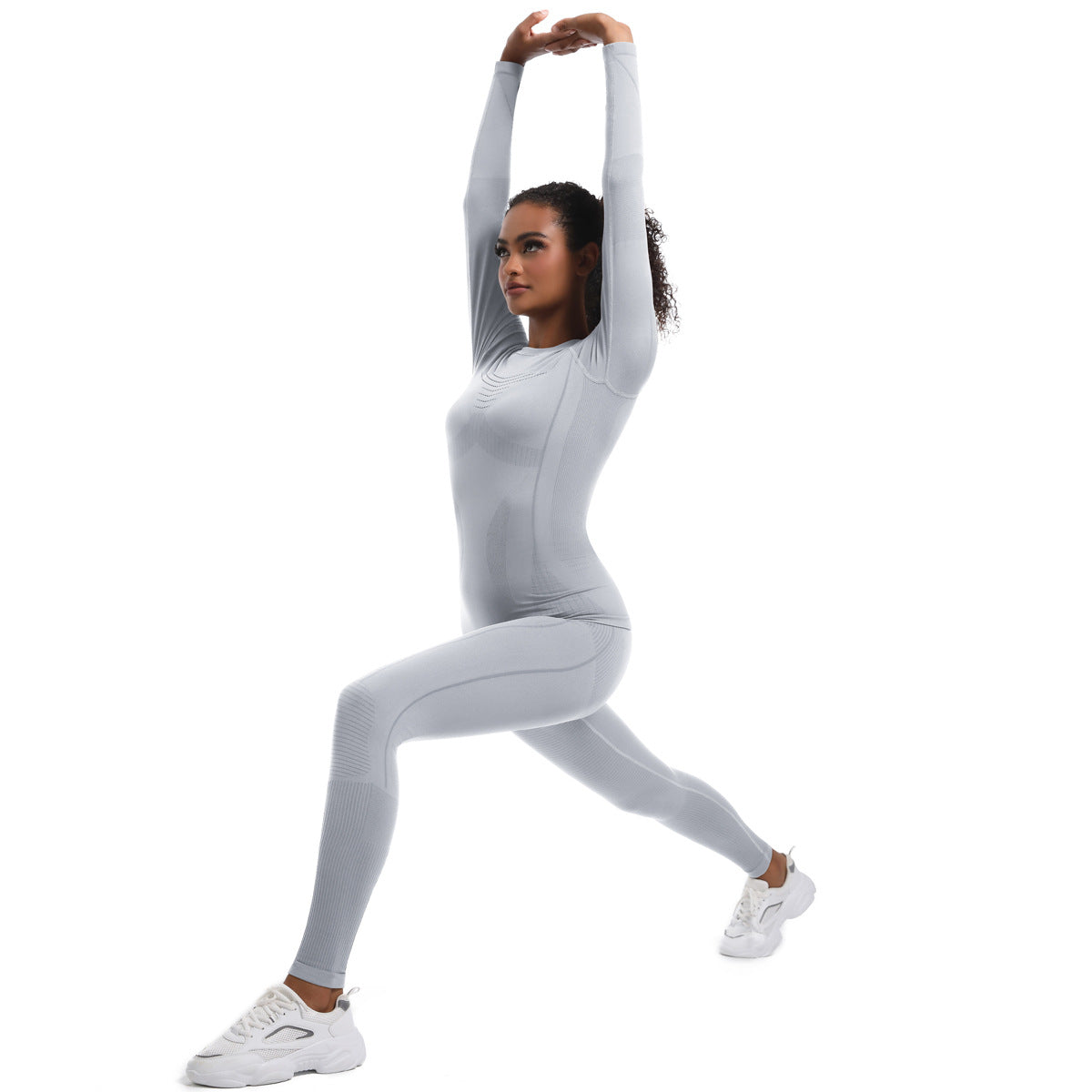 Seamless Knitted Long Sleeve Cycling Outfit Set for Women Yoga Body Shaping and Skiing Suit for Comfort and Performance