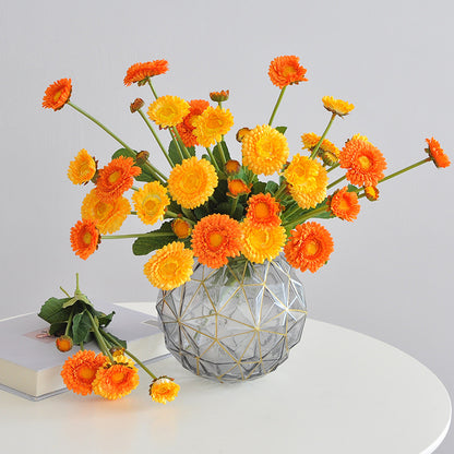 Realistic Gold Plume Marigold Artificial Flowers - Set of 3 Fresh & Vibrant Home Decor for Weddings and Special Events