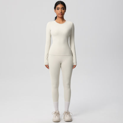 High Performance Fleece Lined Long Sleeve Yoga Set with Pockets for Outdoor High Intensity Workouts for Comfort and Flexibility