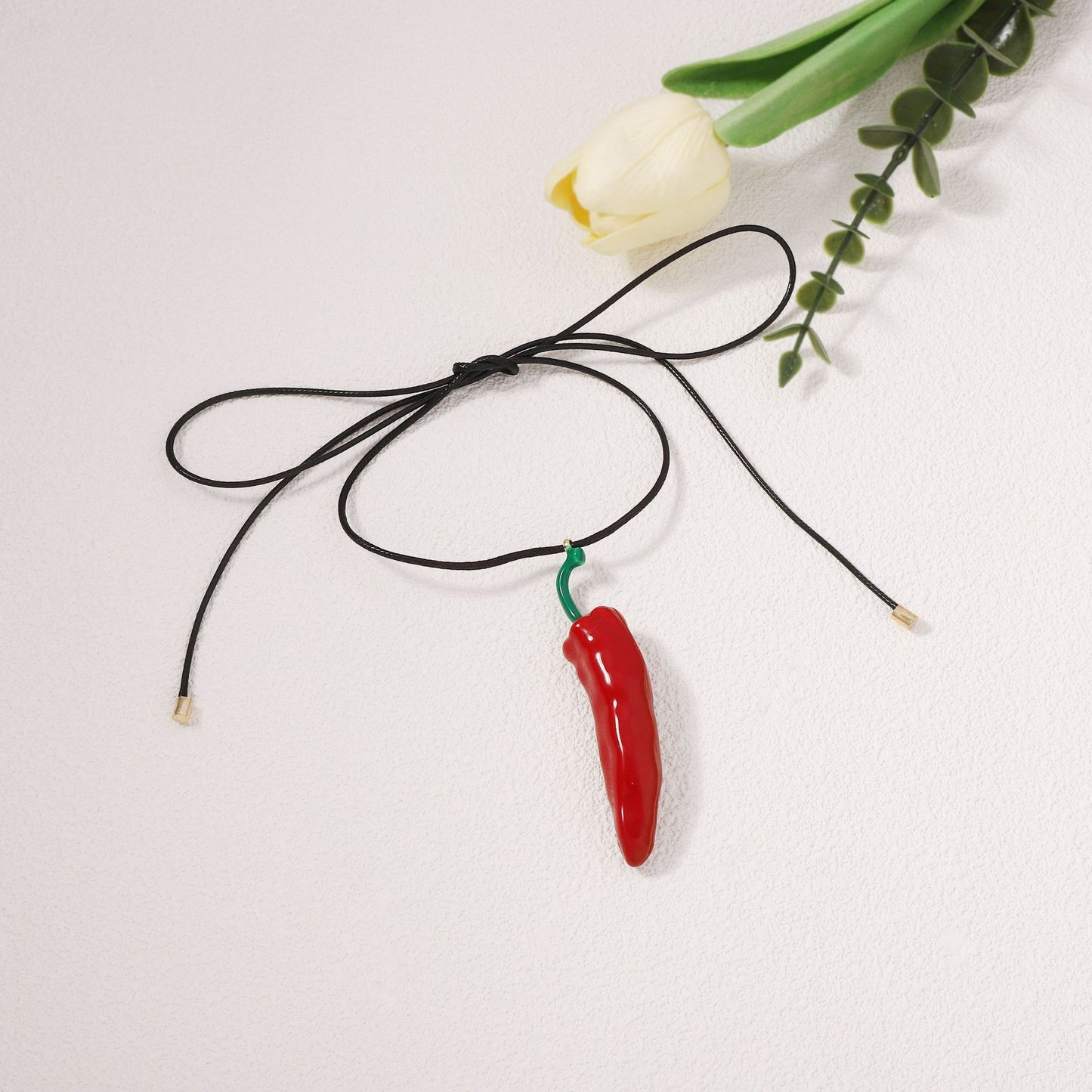 Vibrant Red Chili Pepper Necklace - Eco-Friendly Alloy with Enamel Finish for Unique Layered DIY Style