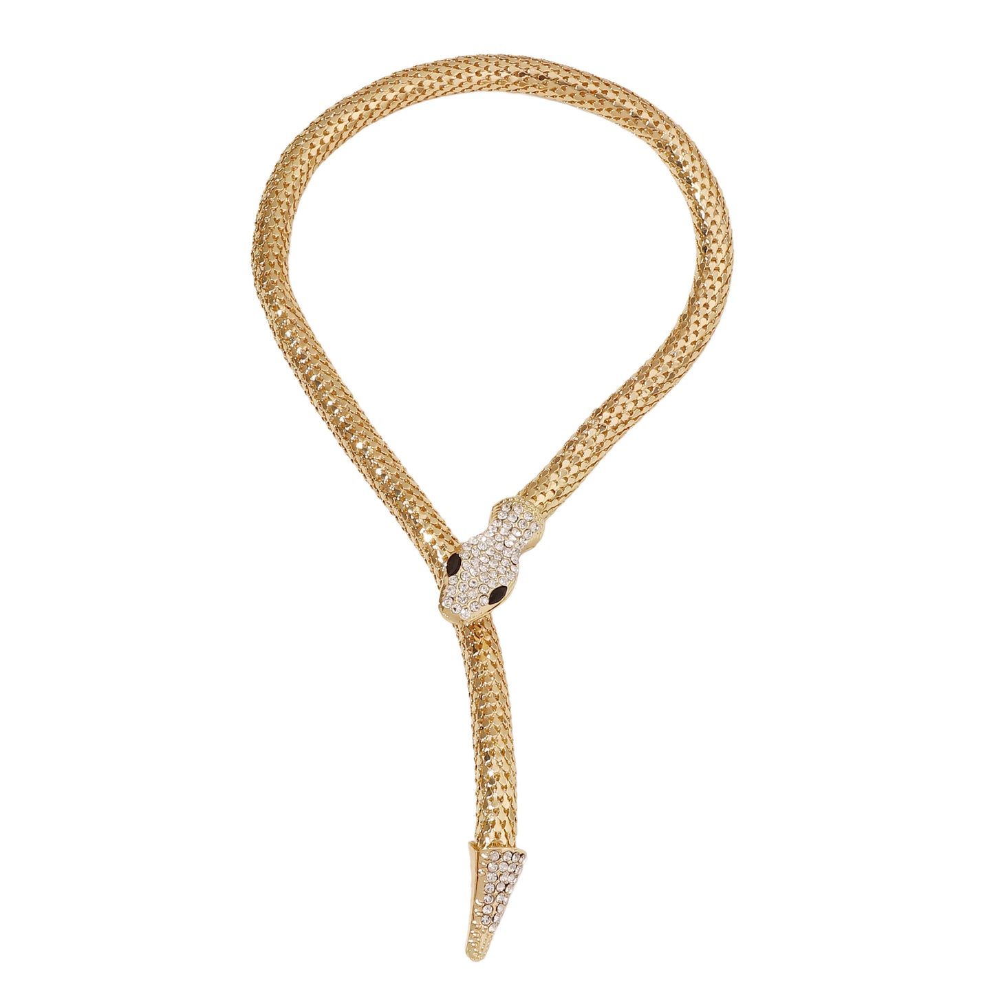 Exquisite Punk Style Gold Plated Magnetic Snake Chain Choker with Dazzling Rhinestones - Versatile Statement Jewelry Perfect for Any Occasion