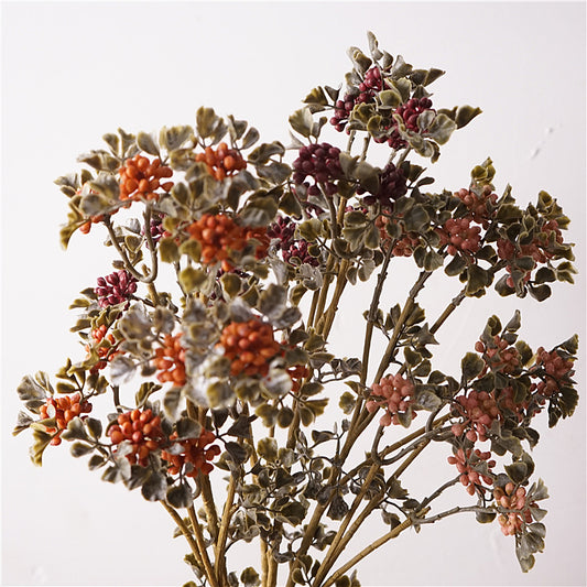 Elegant Autumn-Inspired Artificial Floral Arrangement with Vintage Lace and Berry Accents - Deep Wine Raspberry Decorative Home Décor for Warm Atmospheric Styling