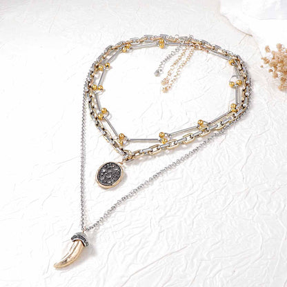 Unique Alloy Animal Horn Pendant Necklace Set - Three Chic Pieces for Effortless Style in Casual Wear - Perfect for the Modern Woman
