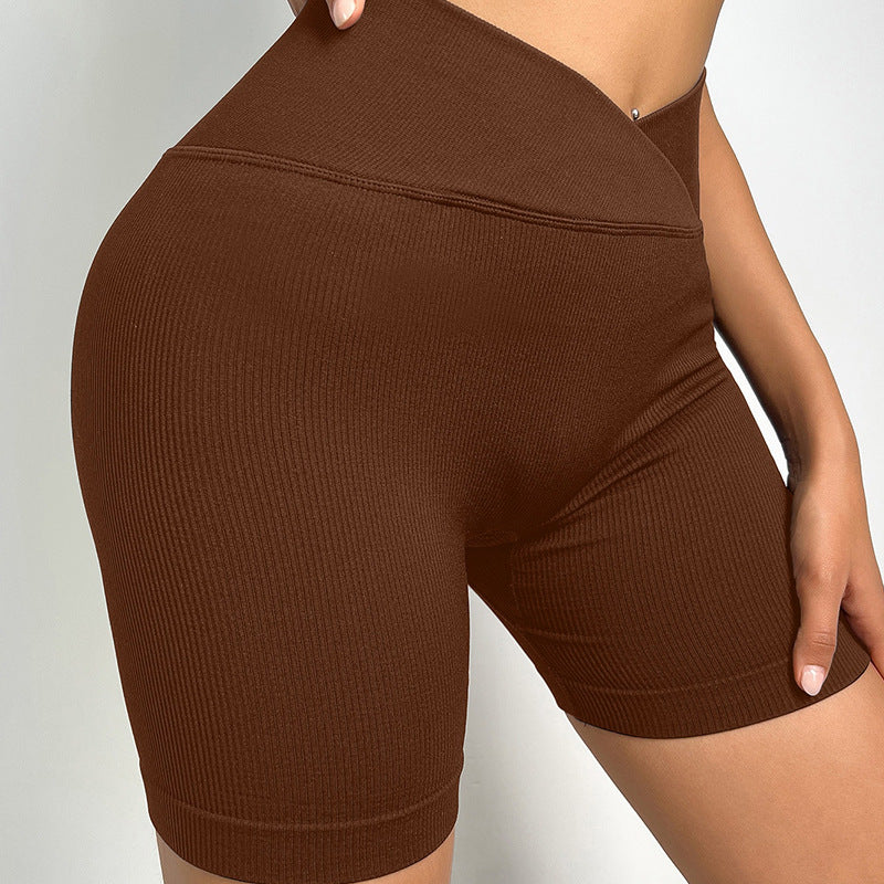 Seamless Criss Cross V Waist Yoga Shorts for Women High Waisted Butt Lifting Outdoor Fitness and Running Training for Active Lifestyle