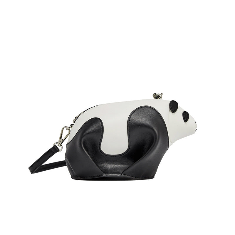 Genuine Leather Cute Panda Shoulder Bag for Women Fashionable Mini Crossbody Phone Bag with Unique Design for Everyday Use