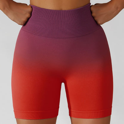 High Waisted Gradient Seamless Yoga Shorts for Women Breathable Tight Fitting and Butt Lifting Athletic Shorts for Comfort and Style