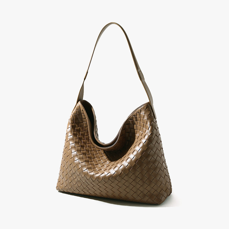 Handwoven Leather Shoulder Bag for Fall Winter Spacious Crossbody for Women and Chic Design with Quality