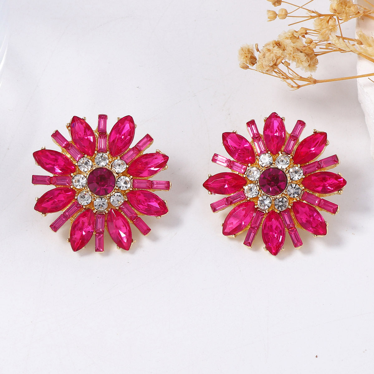 Elegant Luxe  Sparkling Flower Sunflower Stud Earrings - Versatile Multi-Color Daily Wear Jewelry for Parties and Special Occasions