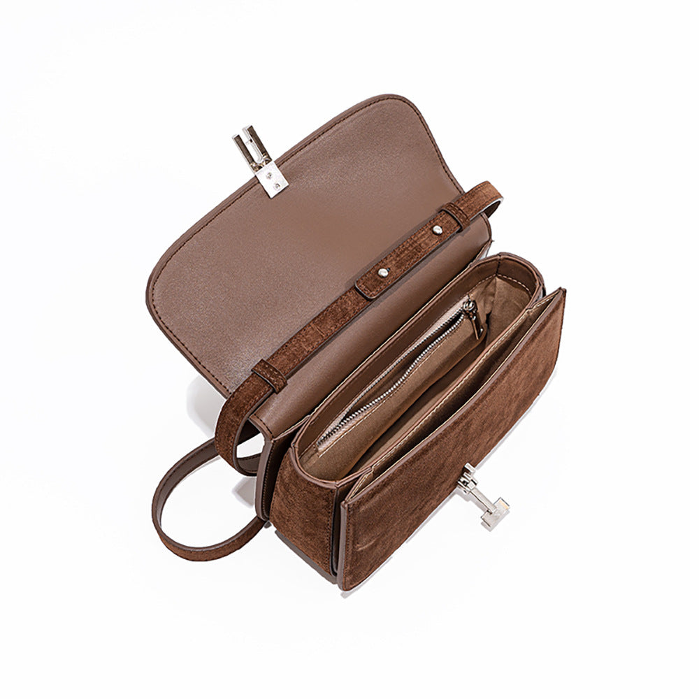 Luxury Suede Shoulder Bag for Fall and Winter Unique Design Crossbody Bag High Quality Real Leather Women's Handbag