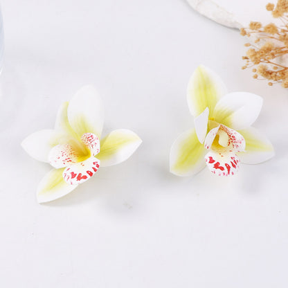Exaggerated Personality Artificial Fabric Orchid Flower Multi-Layer Earrings for Women - Perfect for Everyday Commuting and Vacation Wear