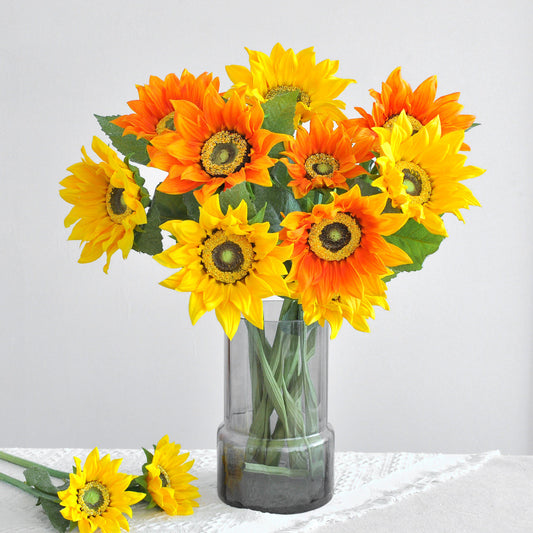 Realistic PU Sunflower Artificial Flower for Home Decor, Wedding Decorations, and Event Centerpieces - Vibrant Faux Sunflower for Hotels and Special Occasions