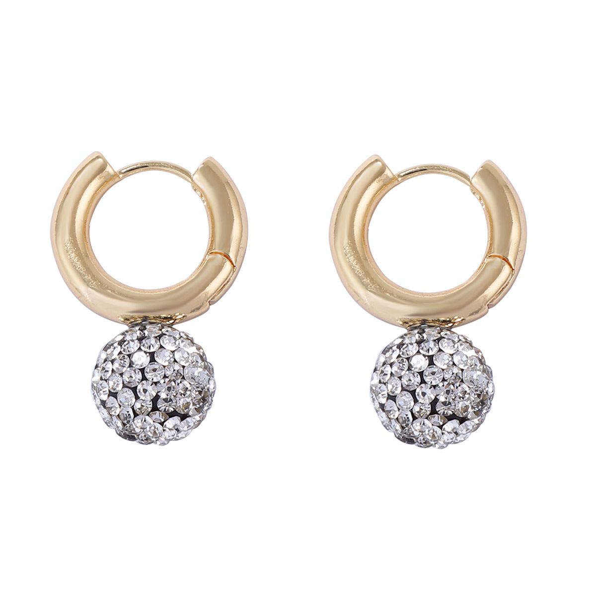 Exquisite Lightweight Luxury Elegant Rhinestone-Studded 3D Sphere Geometric Ear Cuff Earrings - Perfect for Parties and Everyday Glamour