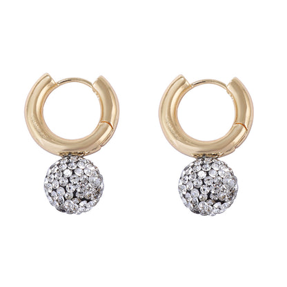 Exquisite Lightweight Luxury Elegant Rhinestone-Studded 3D Sphere Geometric Ear Cuff Earrings - Perfect for Parties and Everyday Glamour
