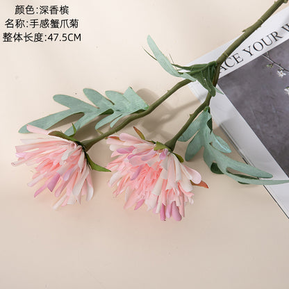 Realistic INS Crab Claw Chrysanthemum & Dragon Claw Flower Decor - Stunning Faux Botanical Arrangement for Home, Weddings, and Event Decoration - MW60011