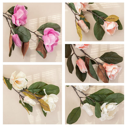 Lifelike Magnolia Flower Arrangement with Long Stems - Perfect for Home Decor, Weddings, and Wall Art - Artificial Floral Decoration DY1-1131