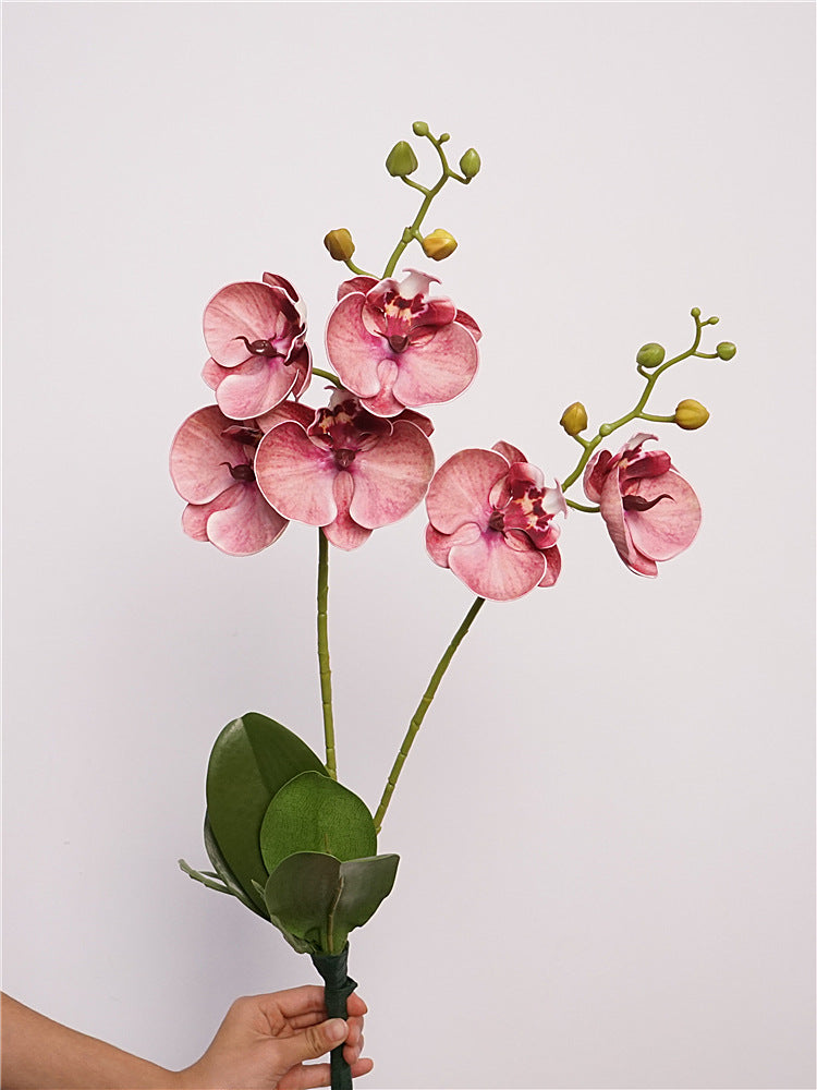 Stunning Faux Cherry Blossom Lip Orchid Arrangement with Greenery – Elegant Floral Decor for Living Room or Dining Table, Perfect Home Accent Piece