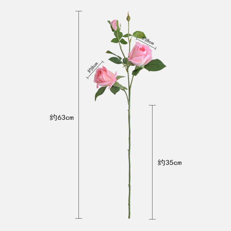 Luxurious Touch Moisturizing Artificial Rose Bouquet – 3-Head Diana Rose for Home Decor, Wedding Celebrations, and Elegant Faux Flower Arrangements