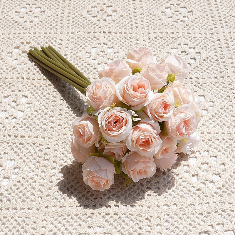 Elegant Artificial Rose Bouquet - 27 Silk Roses for Korean-style Weddings, Bride’s Handheld Arrangement, or Charming Home Decor