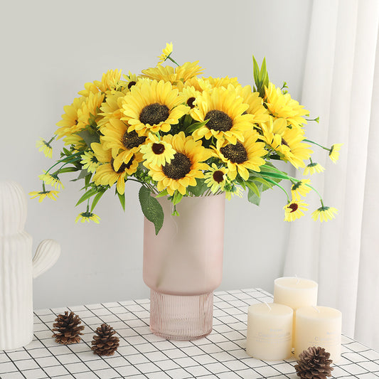 Stunning Faux Sunflower Bouquet with 7 Heads - Perfect for Wedding Bouquets, Home Décor, and Seasonal Displays