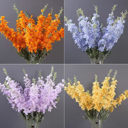 Realistic Velvet-Like Silk Flowers: Faux Delphinium & Hyacinth Home Decor for Weddings, Parties, and Elegant Interior Displays