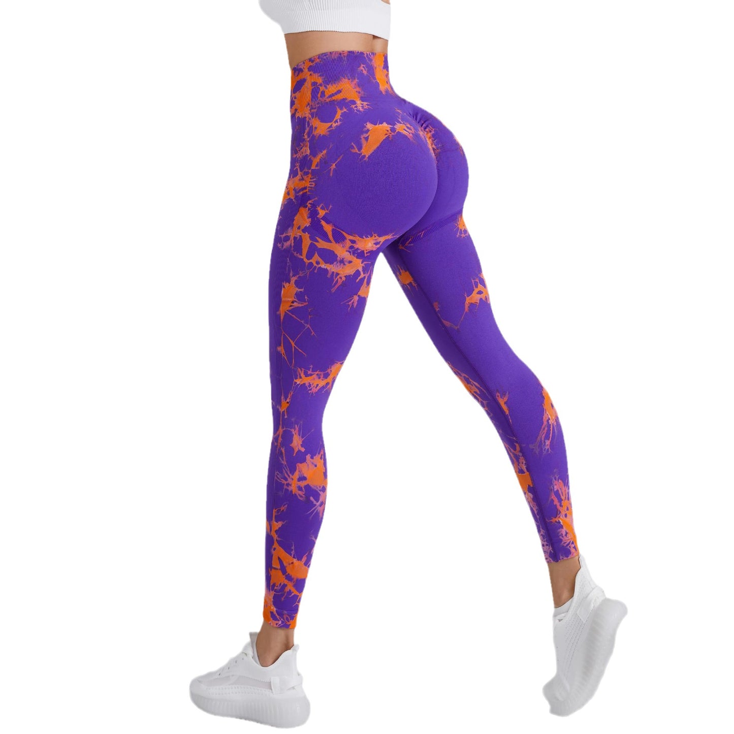 High Waisted Seamless Women's Yoga Leggings Two Tone Tie Dye Lifting for Outdoor Sports and Running