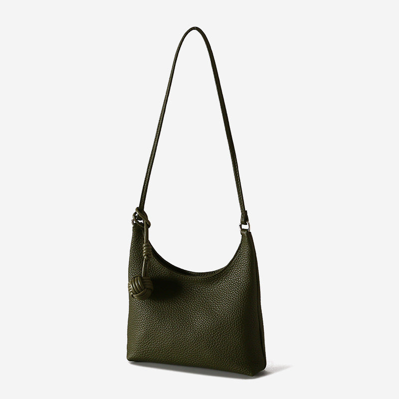 Chic Korean Style Genuine Leather Underarm Handbag Luxury Fashion Tote for Commuting Versatile Minimalist Shoulder Bag for Everyday Use
