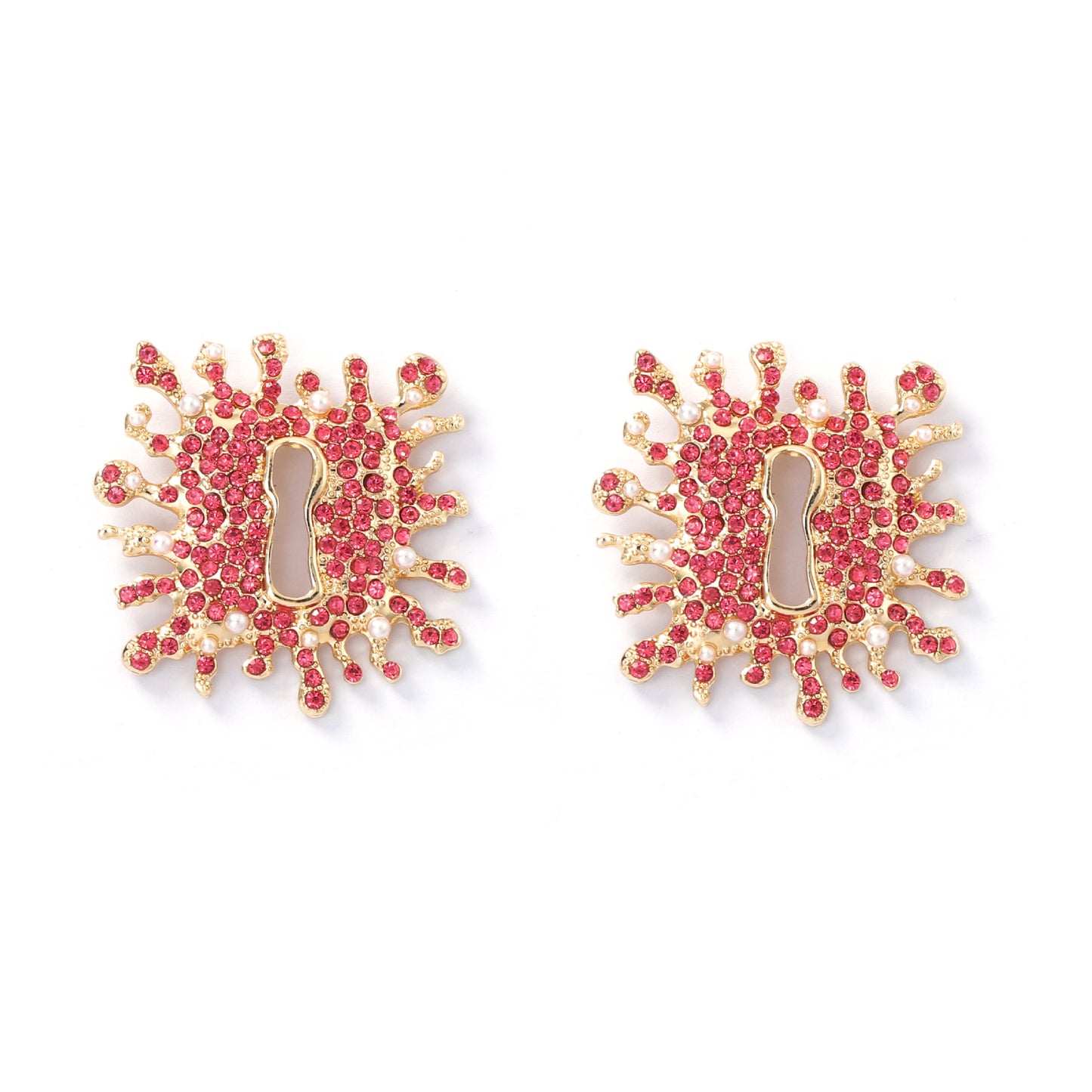 Elegant French Vintage-Inspired Alloy Earrings with Full Rhinestone Lock and Keyhole Detail – Chic, Lightweight Luxury for Stylish Women