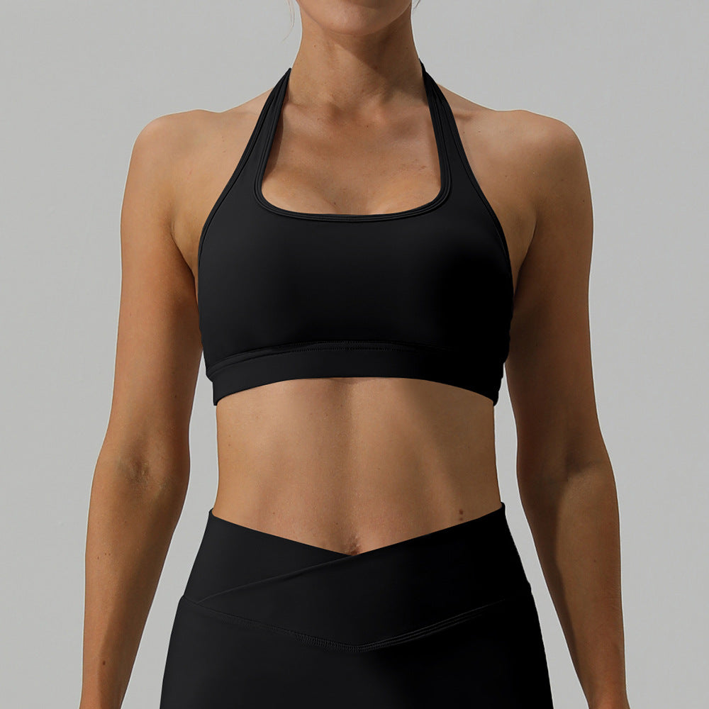 and Breathable Sports Bra with Backless Design for Outdoor Running and Yoga Quick Dry Neck Hanging Fitness Top for Comfort