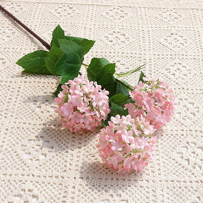 Elegant Nordic Home Décor: Realistic Hydrangea Faux Flowers - Triple Bloom Snowball Arrangement for Dining Room, Weddings, and Soft Furnishings