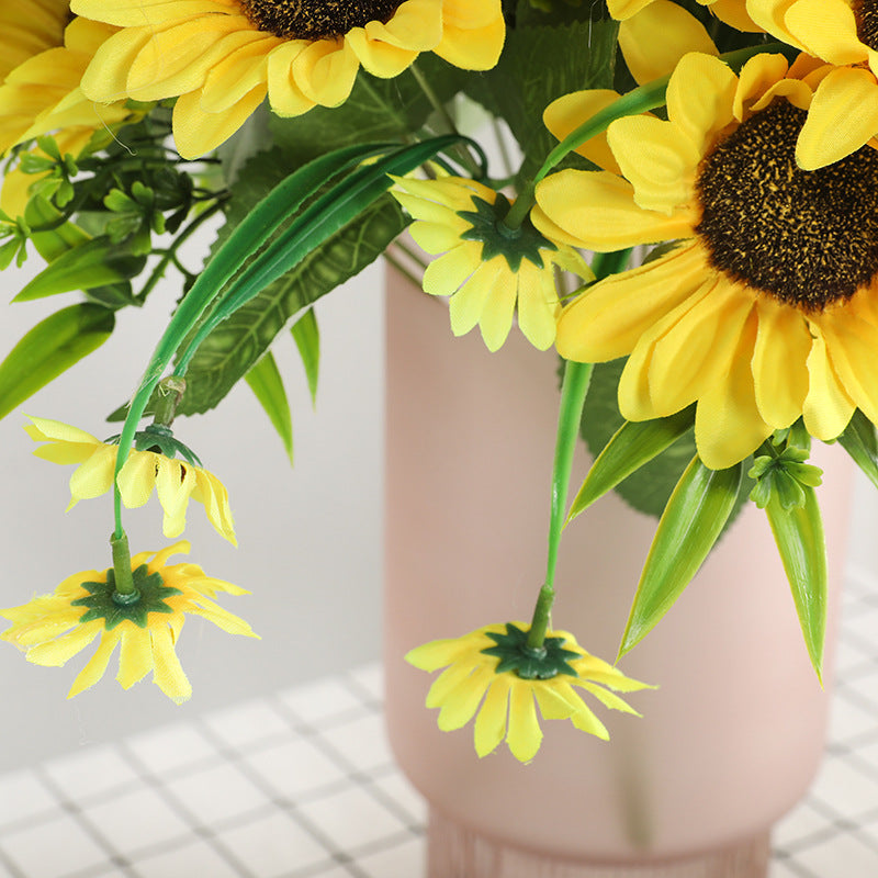 Stunning Faux Sunflower Bouquet with 7 Heads - Perfect for Wedding Bouquets, Home Décor, and Seasonal Displays