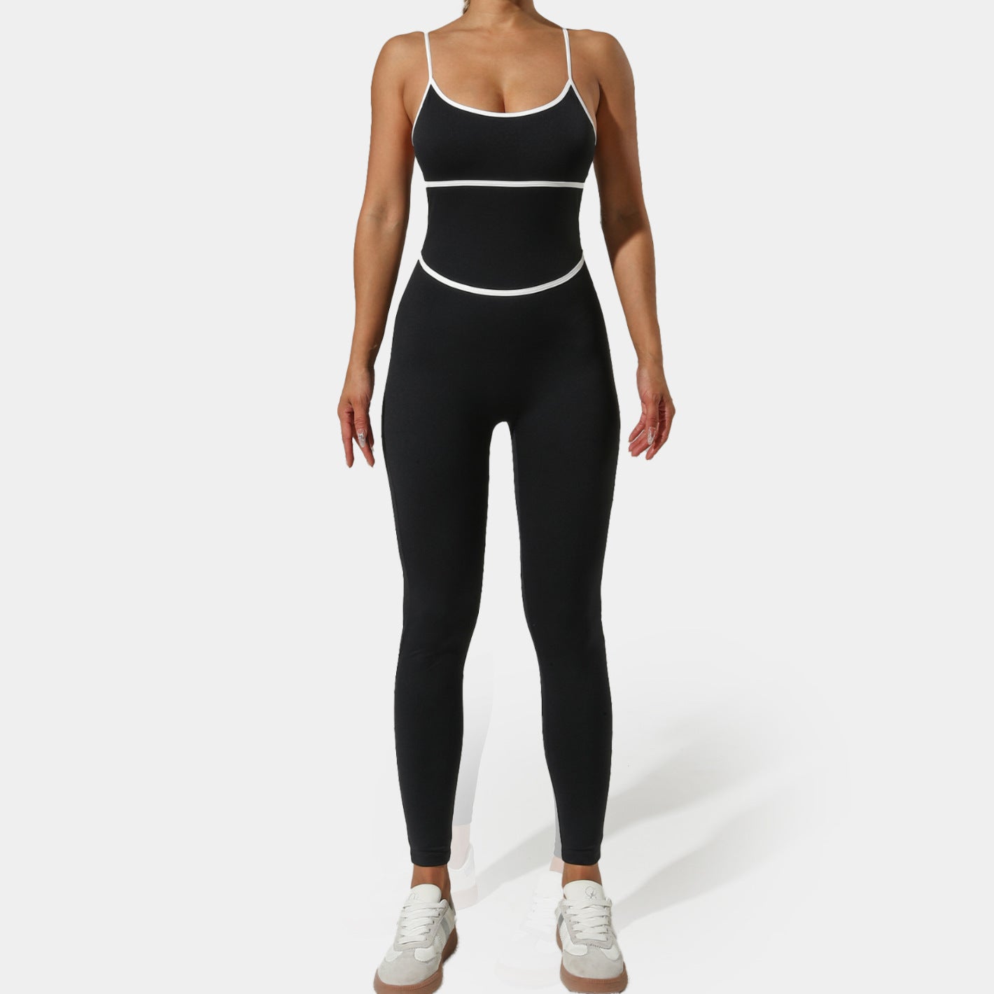 Color Block Jumpsuit for Women Strappy Color Contrasting Long Pants Ideal for Yoga Running and Fitness