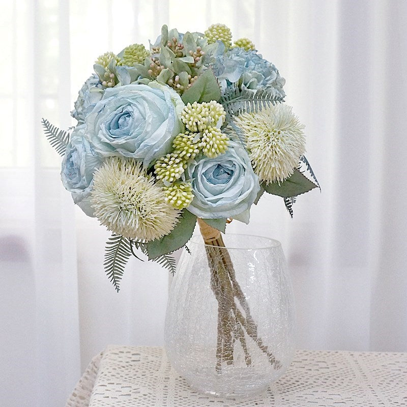 Stunning Faux Rose Bouquet - Elegant Light Luxury Textured Blooming Roses for Home Decor, Weddings, and Event Styling