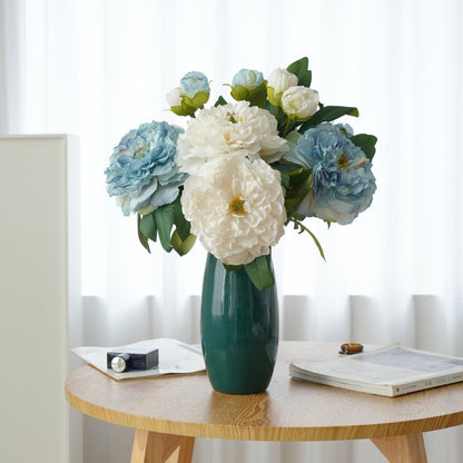 Elegant European-Style Home Décor: Realistic Artificial Peony Flowers with Two Elegant Heads for Living Room and Entryway Display