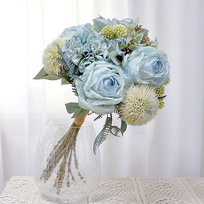 Stunning Faux Rose Bouquet - Elegant Light Luxury Textured Blooming Roses for Home Decor, Weddings, and Event Styling