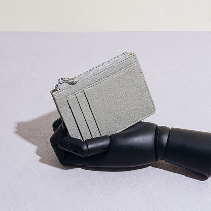 Genuine Leather Card Wallet Compact Short Wallet with Multiple Card Slots Portable Coin Pouch Pebble Texture Design