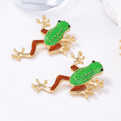 Unique and Creative Cartoon Frog Alloy Drop Earrings – Trendy Green Dangle Earrings for Women – Minimalist Design for Individual Style