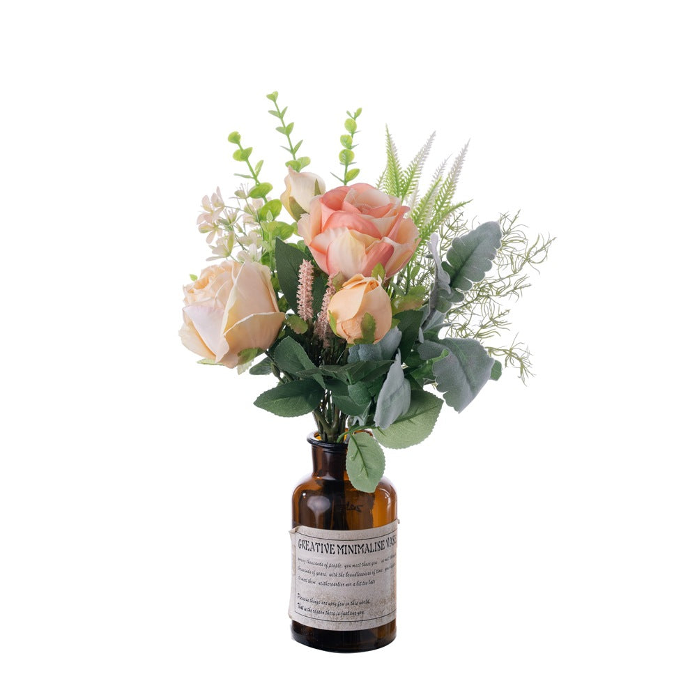 Heartfelt Rose Handheld Bouquet - Stunning Faux Flower Home Decor for Weddings and Special Events - Perfect Wall Art and Floral Arrangement (Model CF01284)