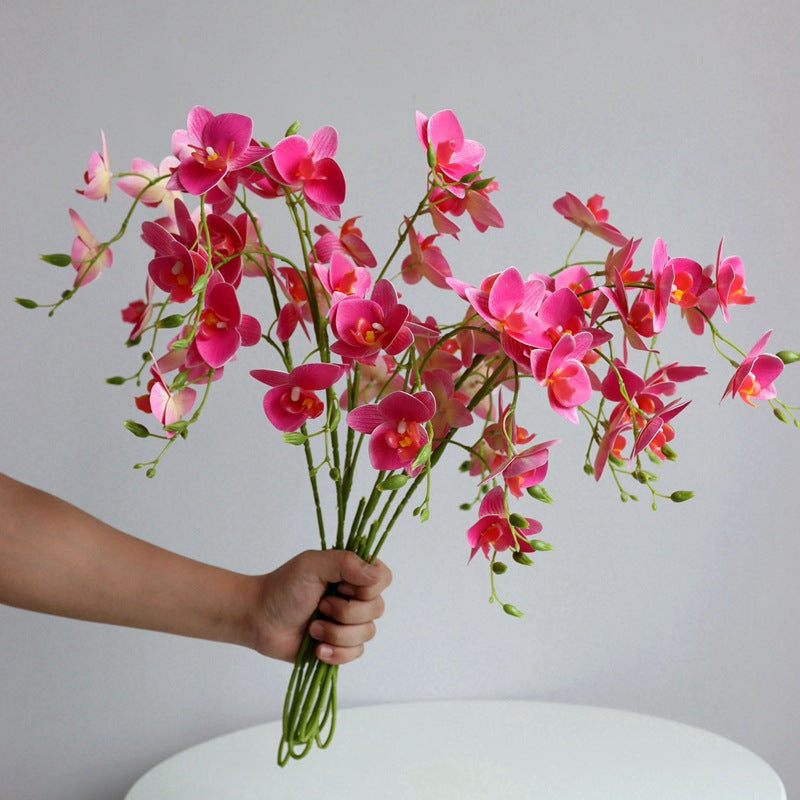 Realistic Touch 10-Head Artificial 3-Branch Orchid Plant - Stunning Faux Floral Decoration for Home, Weddings, and Events