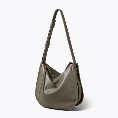 Genuine Top Grain Leather Tote Bag Relaxed Style Unique Oversized Design Minimalist Soft Leather Crossbody and Shoulder Bag for Effortless Chic