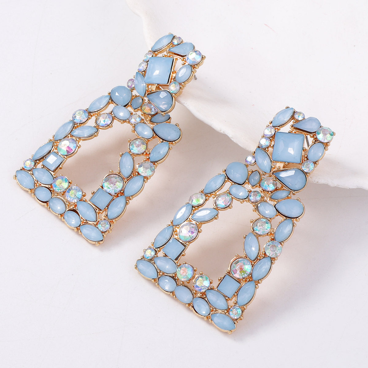 Chic Geometric Square Crystal-Embellished Earrings - Versatile and Unique Accessories for Every Occasion