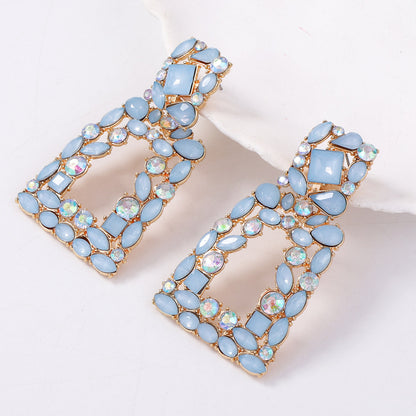 Chic Geometric Square Crystal-Embellished Earrings - Versatile and Unique Accessories for Every Occasion