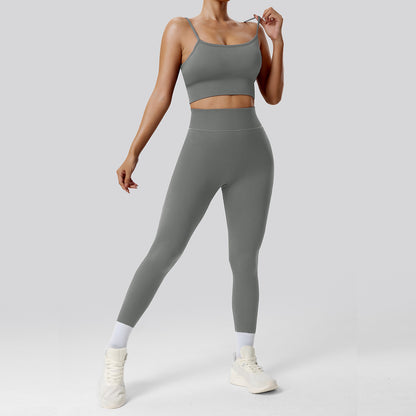 Seamless Ribbed Yoga Set for Women Backless Design Lifting Features for Running Fitness and Everyday Wear