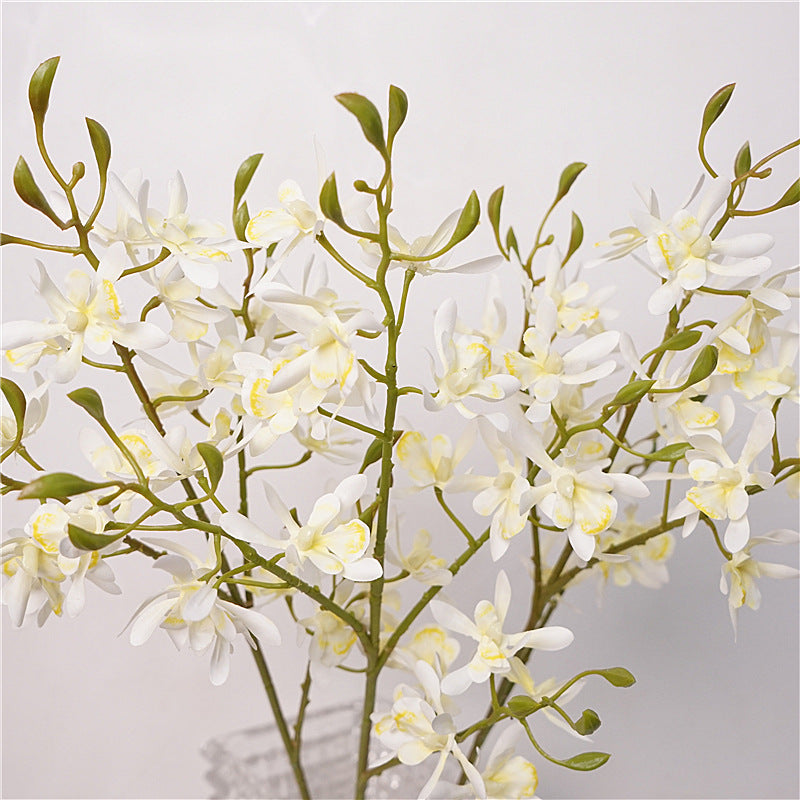 Zen-Inspired Tea Room Decorative High-Quality Artificial Single Stem Milan Orchid Flower Arrangement - Perfect Home Accent & Educational Floral Display