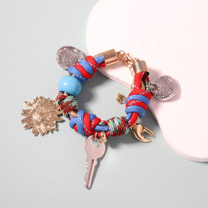 Bohemian Versatile Handmade Woven Rope Bracelet with Alloy Charms - Stylish and Unique Women's Accessory for Every Occasion