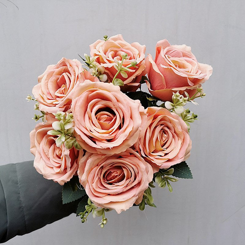 Stunning 7-Head Ice Snow Artificial Rose Bouquet - Perfect for Home Decor, Photography, Weddings, and Bridal Bouquets